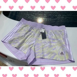 Adidas Women's Lilac and Yellow Athletic Short